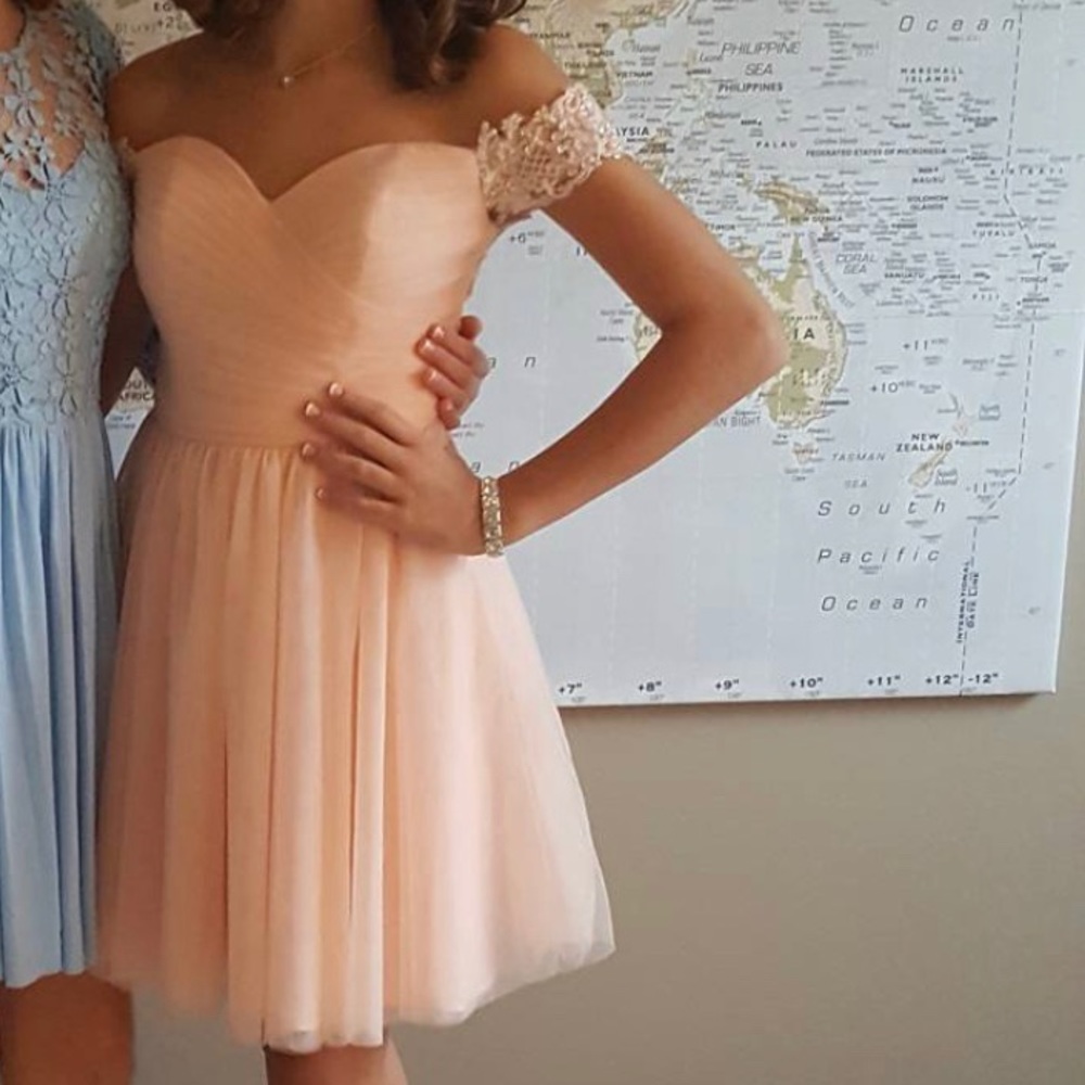 blush beaded fit and flare dress👗🤩 - Picture 1 of 5